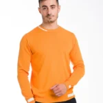 maglia girocollo uomo maniche lunghe cotone arancione