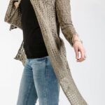 cardigan lungo in pizzo marrone x