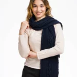 sciarpa donna in lana merino blu x