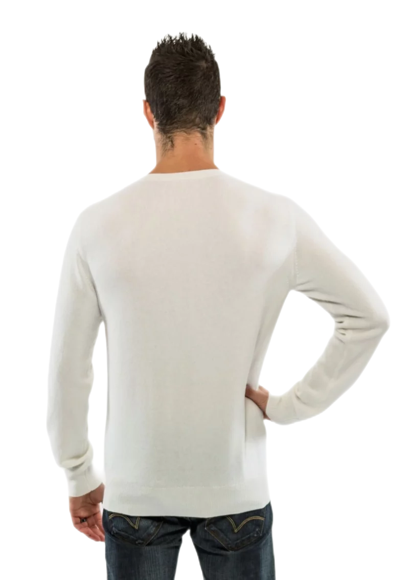 retro pullover girocollo uomo lanital bianco