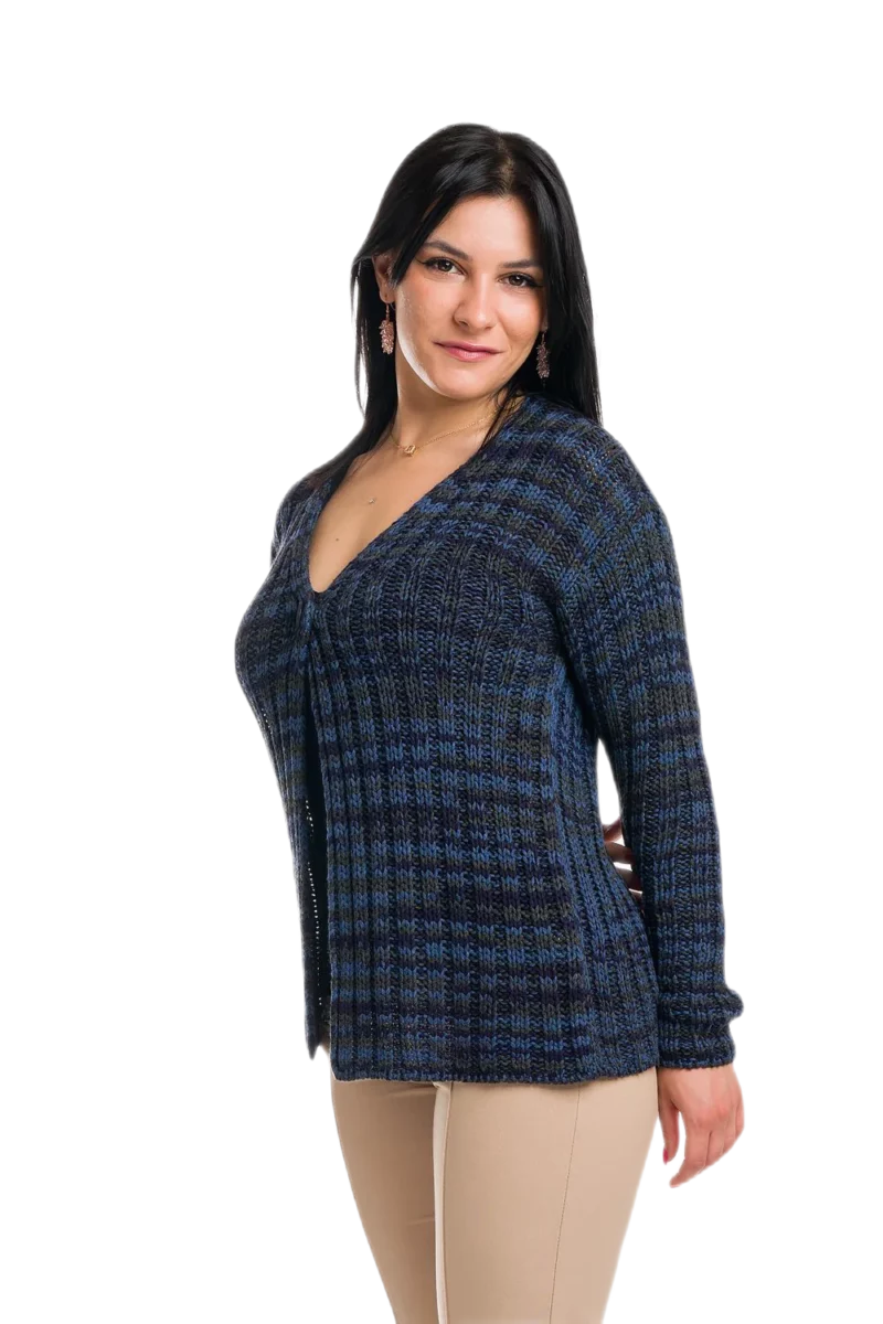 erica cardigan donna a coste blu multicolor