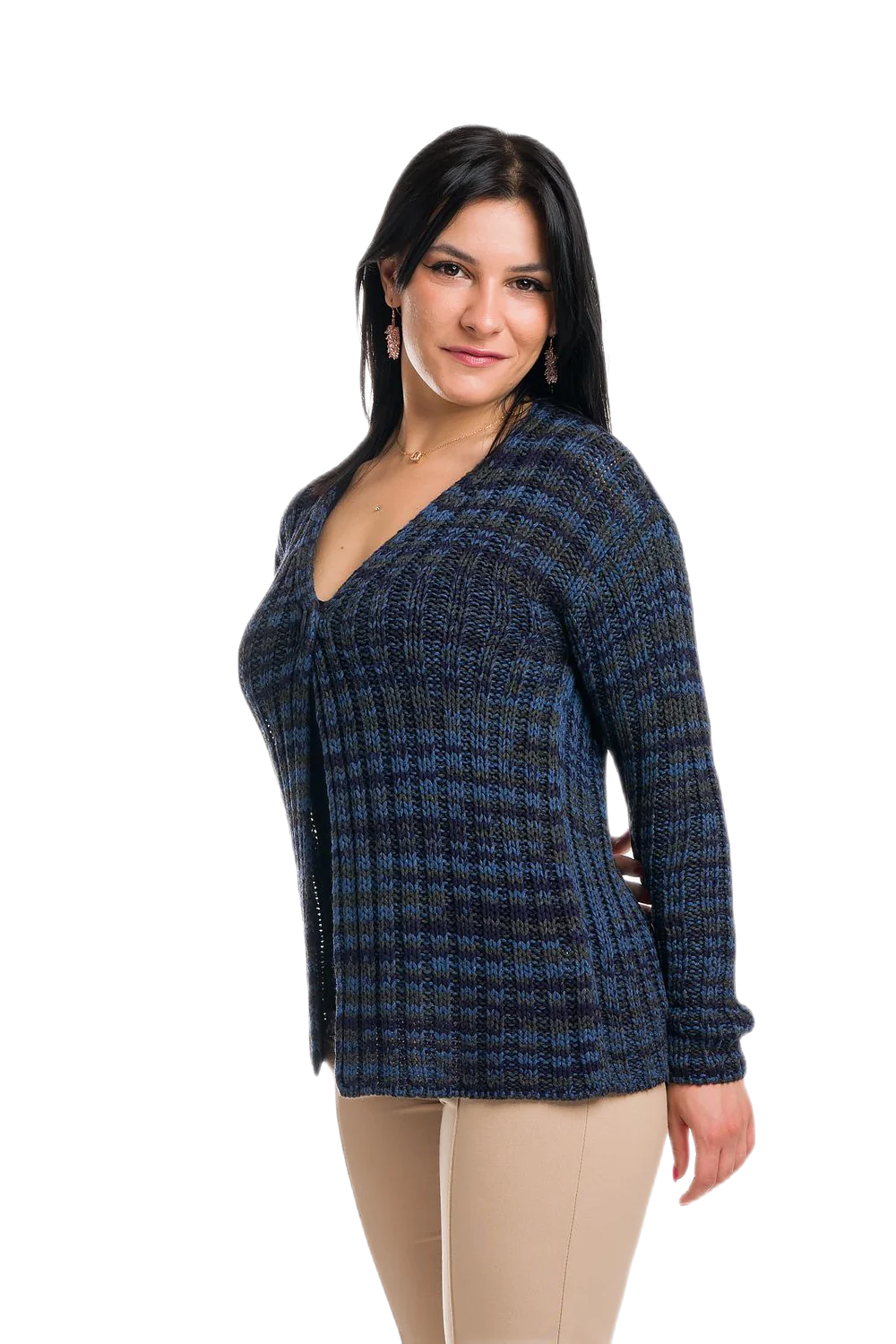 erica cardigan donna a coste blu multicolor