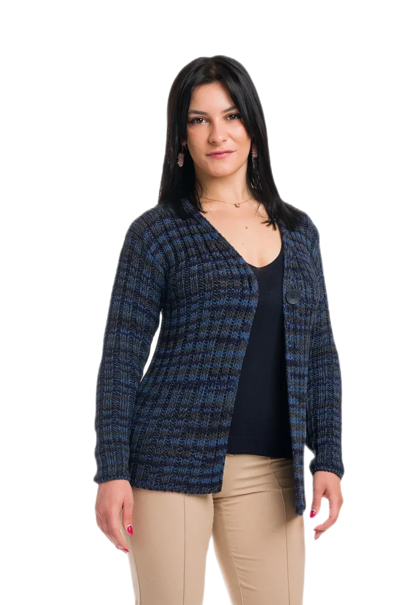 erica cardigan donna a coste blu multicolor