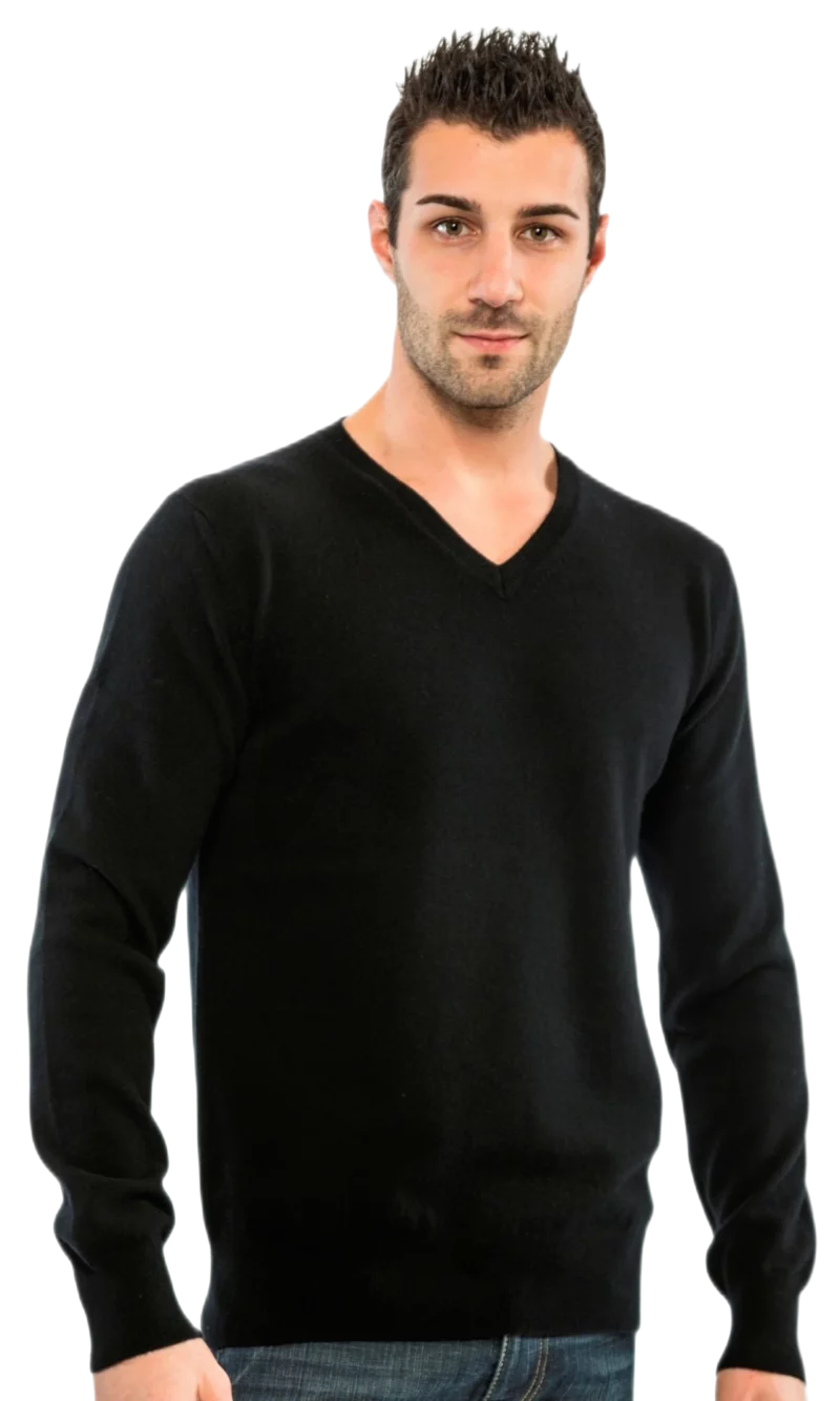 pullover uomo scollo v lanital nero