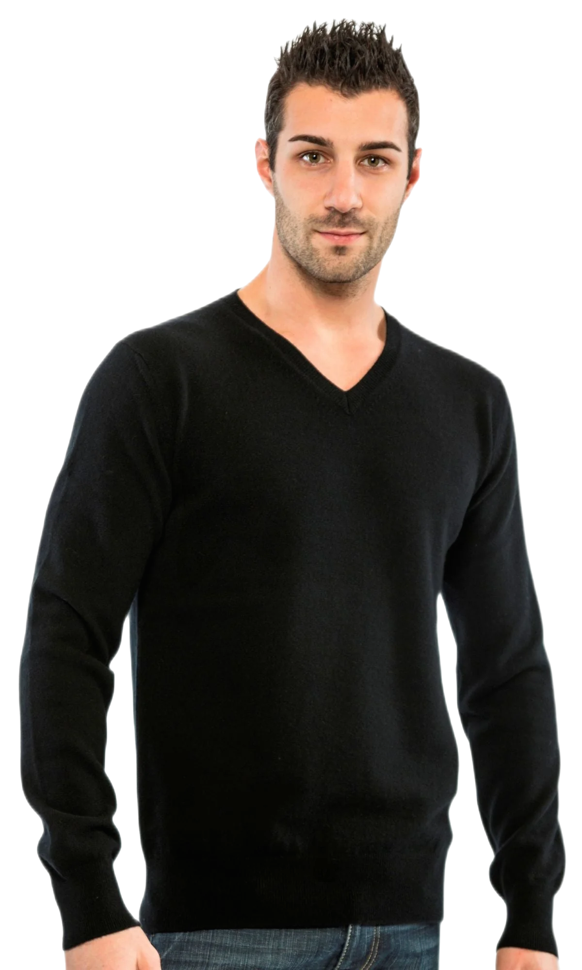 pullover uomo scollo v lanital nero