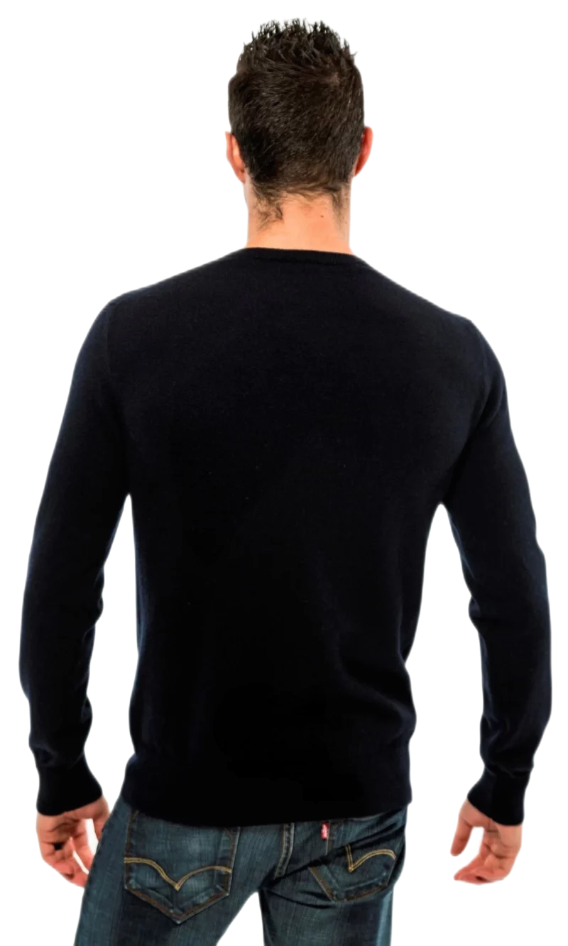 retro pullover uomo scollo v lanital blu