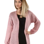 cardigan donna lungo in mohair rosa