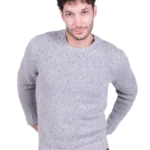 tartan pullover girocollo uomo seta lana mohair grigio